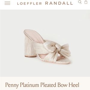 Loeffler Randall- penny pleated platinum bow- WORN ONCE- size 8